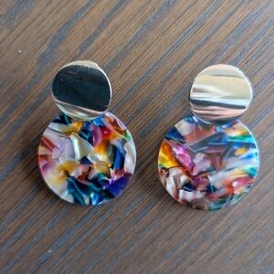Colorful Acetate and Silver Earrings